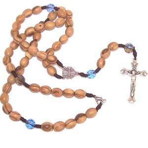 Top quality olive wood beads Rosary / Necklace with Crystal glass 