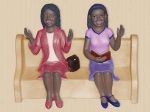 African American Church Pews Figurines Praise Lord  