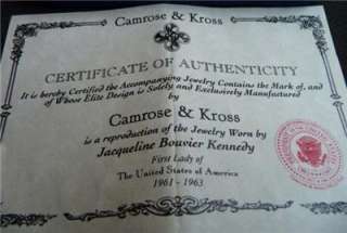 CAMROSE&KROSS REPRODUCTION  JEWELRY JACQUELINE KENNEDY  
