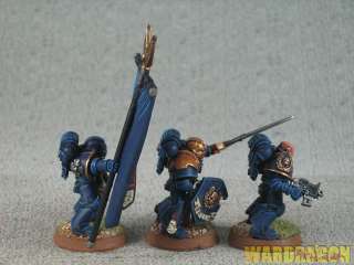25mm Warhammer 40K WDS painted Crimson Fist Command Squad y39  