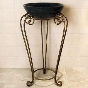  Curved Wrought Iron Sink Stand   Burnished Bronze: Home 