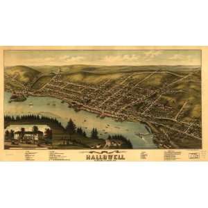    1878 Birds eye map of city of Hallowell, Maine