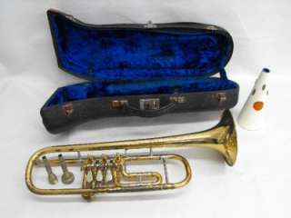 Antique German Ed Lorenz Flugelhorn Brass Instrument w/ Case Vintage 