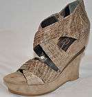 JESSICA SIMPSON Tan Strappy Wedge Zip Front Heels/Shoes sz 7B  