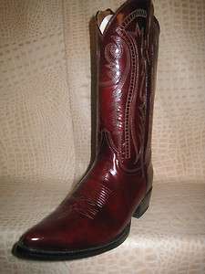 New 2011 Mens Smooth Leather Burgundy Western Cowboy Boots  