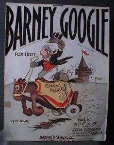 BARNEY GOOGLE SONG SHEET 1923 YEAR  