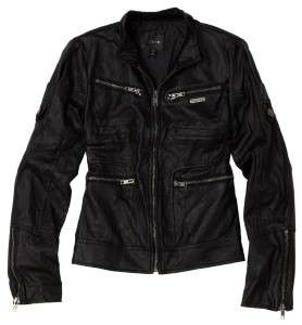 JOEs Jeans Black Faux Leather Motorcycle Jacket sz L  