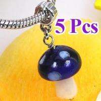 Pcs Blue Mushroom Dangle Charm Beads Fit European Bracelet Necklace 