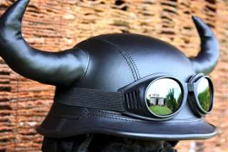 SaLe Bull Horn helmet Motorcycle motorbike cycle vintage goggles 