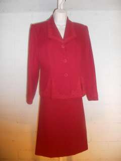 JOHN MEYER dark red beaded skirt suit size 8 petite  