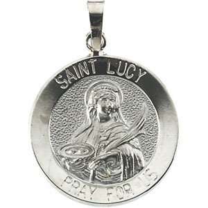  St. Lucy Medal 18.25mm   14kt White Gold Jewelry