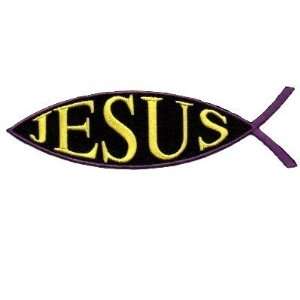  Jesus Fish Purple Christian Embroidered NEW Biker Patch 