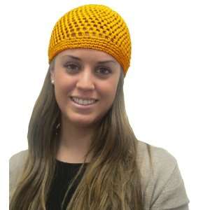  Yellow Womens Woven Beanie Kufi Hat