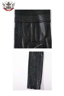   Motorcycle Biker Quilted Insert PU Vegan Skinny Faux Leather Pants
