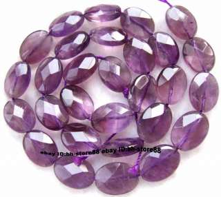 Natural Amethyst 10x13mm Flat Oval Faceted Beads 15  