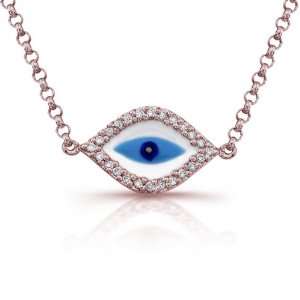   Gold Diamond Enamel Evil Eye Bracelet (1/8cttw, JK, I2 I3): Jewelry