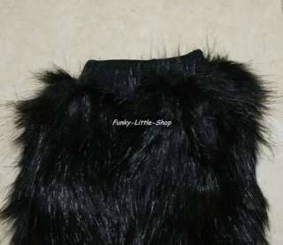 Black faux fur leg warmer dancer boot covers club LW30  