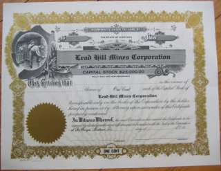 1910 Lead Mining Stock Certificate DeBorgia, Montana MT  