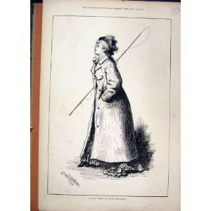  1876 Portrait Woman Long Coat Whip Ascot Races Print