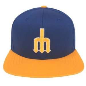   Seattle Mariners Retro Logo Snapback Cap Hat Blue Ylw 