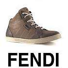 Fendi mens high sneakers shoes in Light Brown Cotton Size US 7.5   EU 