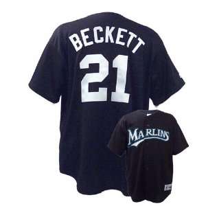 Majestic Florida Marlins #21 Josh Beckett Black Replica Baseball 