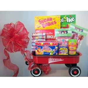 Red Wagon Gift Basket   Retro Candy & Toys Gift Basket at ABUNDANT 