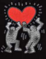 New Keith Haring Heart Print Graphic Tee T Shirt S M L Black White Big 