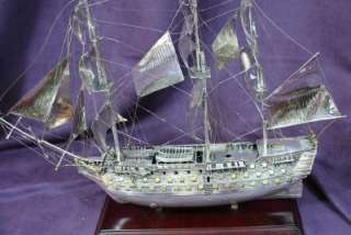 VINTAGE 925 STERLING HMS VICTORY 1765 MODEL BATTLE SHIP  