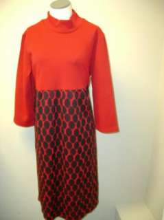 Nina Leonard Jacquard Knit MockNeck EmpireWaist Dress M  