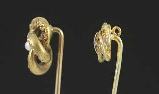 14K Yellow Gold Pearl & Diamond Love Knot Stick Pins  