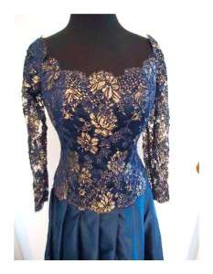 Chris Kole Women Lace and Satin Sapphire Blue Formal Gown size 8/10 