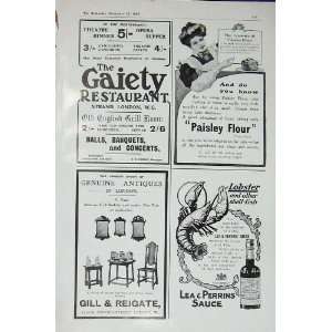  1907 Gaiety Restaurant Lea Perrins Reigate Flour China 