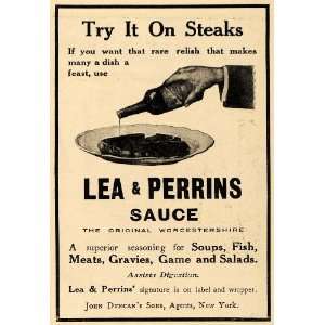  1911 Ad Lea Perrins Steak Fish Soup Meat Worcestershire 