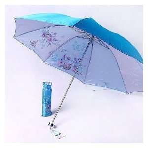   Lady, Anti uv Sun Umbrella, Triple Folding Umbrella Blue,100%