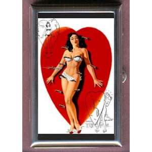  PIN UP GIRL KNIFE THROWER Coin, Mint or Pill Box Made in 
