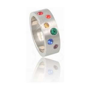  Stainless Steel Multi Sized Rainbow Gem Ring: Jewelry