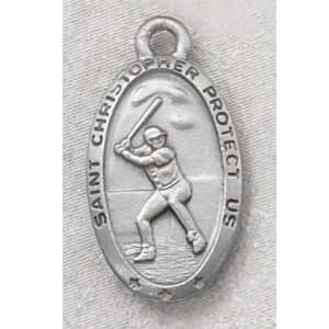  Pewter St. Christopher Medal Boys Baseball: Jewelry