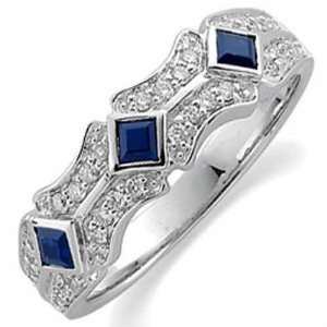  Blue Sapphire and Diamond Anniversary Band: Jewelry Days: Jewelry