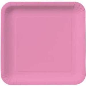  Candy Pink Square Paper Plates, 7 inch Deep Dish 18 Per 