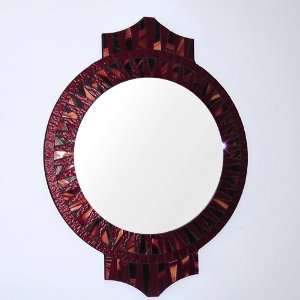  Ruby Red/burgundy/ copper Stained Glass Mosaic Mirror 