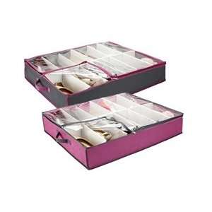  Underbed Shoe Organizer   Pewter & Orchid