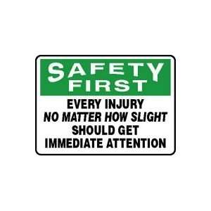  SAFETY FIRST EVERY INJURY NO MATTER HOW SLIGHT SHOULD GET 