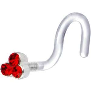  Bioplast Ruby Red Trio Gem Nose Screw Ring: Jewelry
