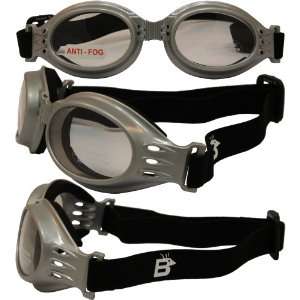  Ostrich Foldable Goggles Silver Frame Clear Lenses 