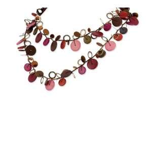    Multicolored Hamba Wood Sequin Slip on Fashion Necklace: Jewelry