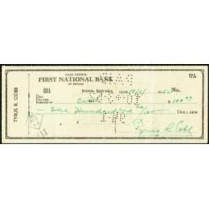  1952 Ty Cobb SIGNED Check Also Endorsed by 2nd Wife   MLB 