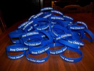 STOP CHILD ABUSE Blue Silicone Wristband Bracelet  