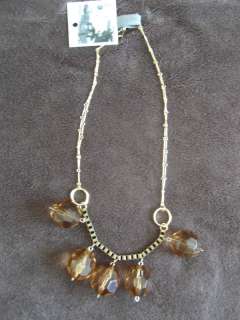 NWT Amber colored 5 Stone style Necklace ANTHROPOLOGIE  