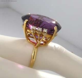 Gem Large Amethyst Diamonds 18k Gold Ring  